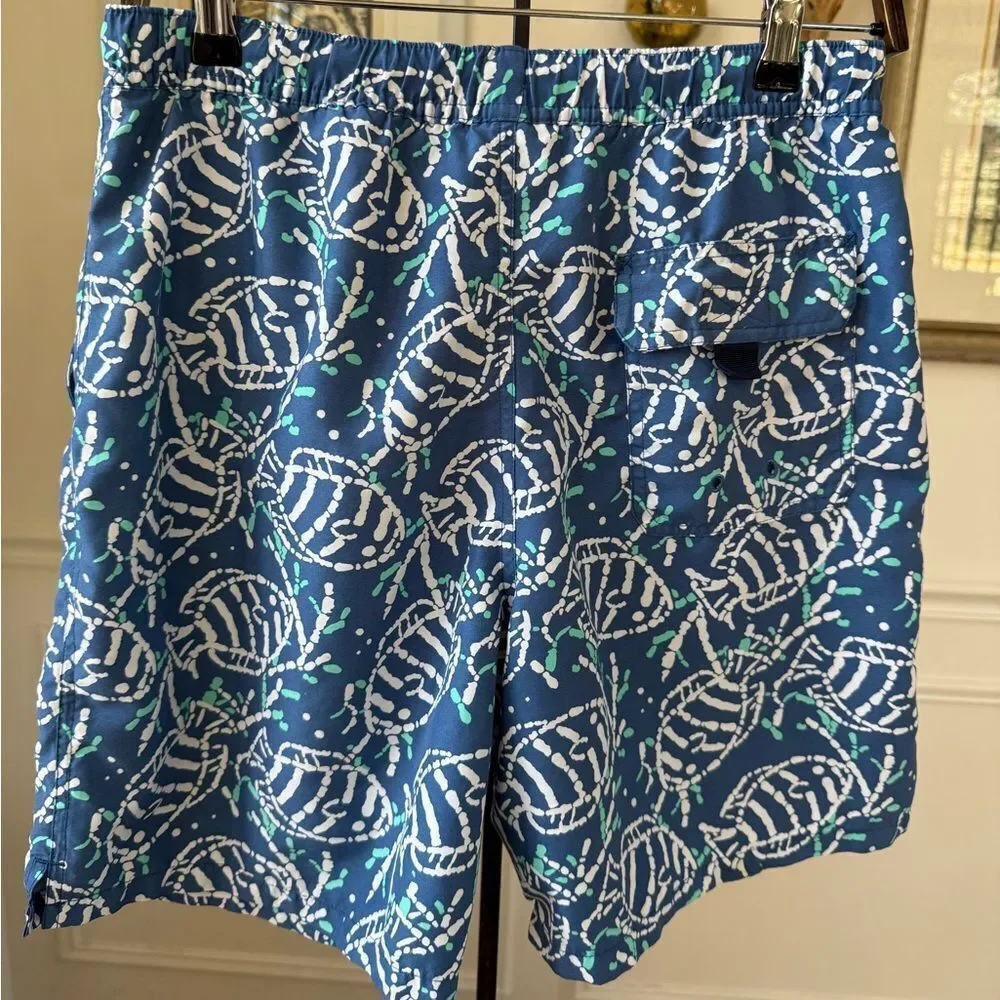 Vineyard Vines Chappy Blue Fish Skeleton Swim Trunks $100 XS